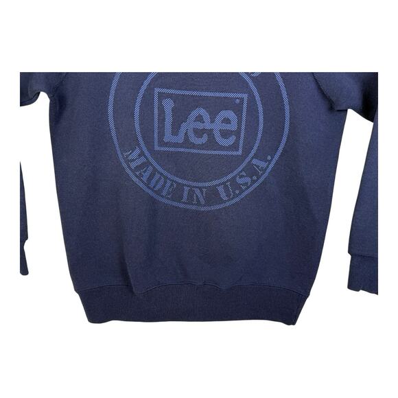 Vintage Lee Denim Large Crewneck Sweatshirt 70s 80s Made in USA Navy Blue - Picture 3 of 11